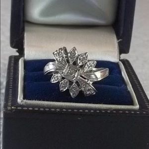 Antique Diamond Ring 14k white gold